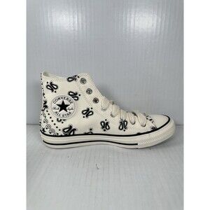 Size 8 Converse Women Chuck Taylor All Star Hi White Black Paisley Sneaker NEW